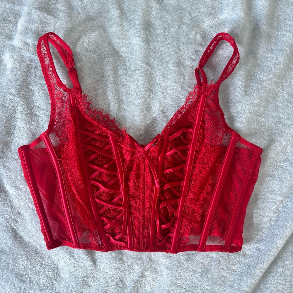 NWT! Victoria's Secret Red Lace Corset Bralette